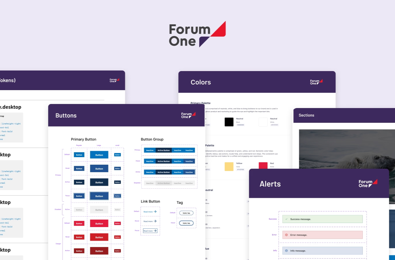 Forum One website design mockups: a set of client site layouts built from the starter system