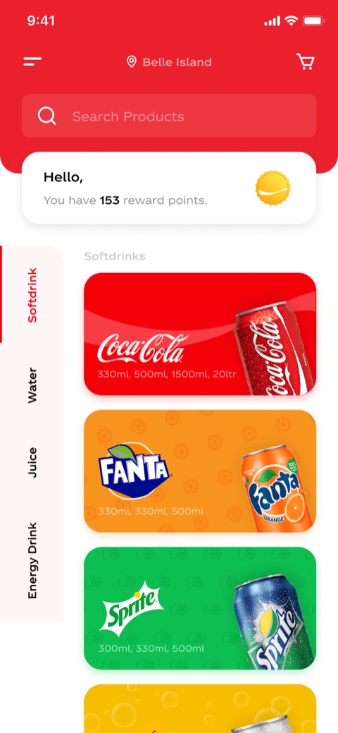 Browsing soft drinks, water, juice and energy drinks