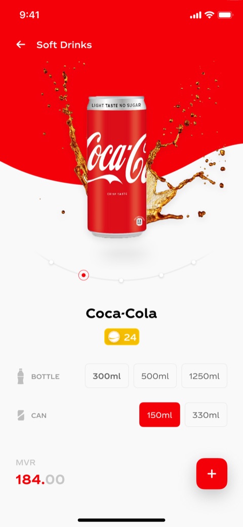 A can of Coca-Cola with pack size, quantity and price