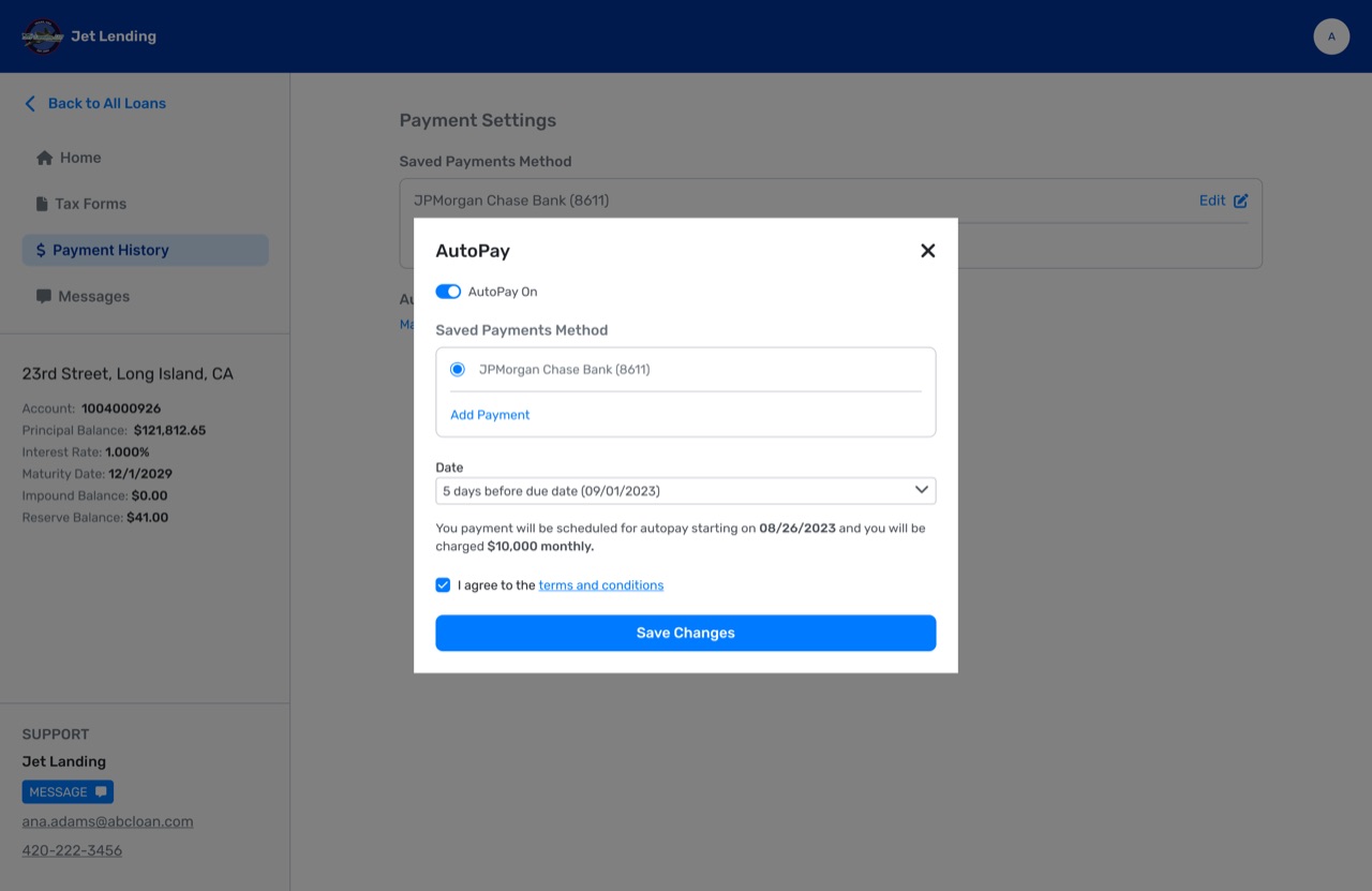 Setting up a loan payment with AutoPay