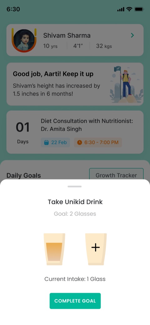 Goal tracker for the child's daily habits